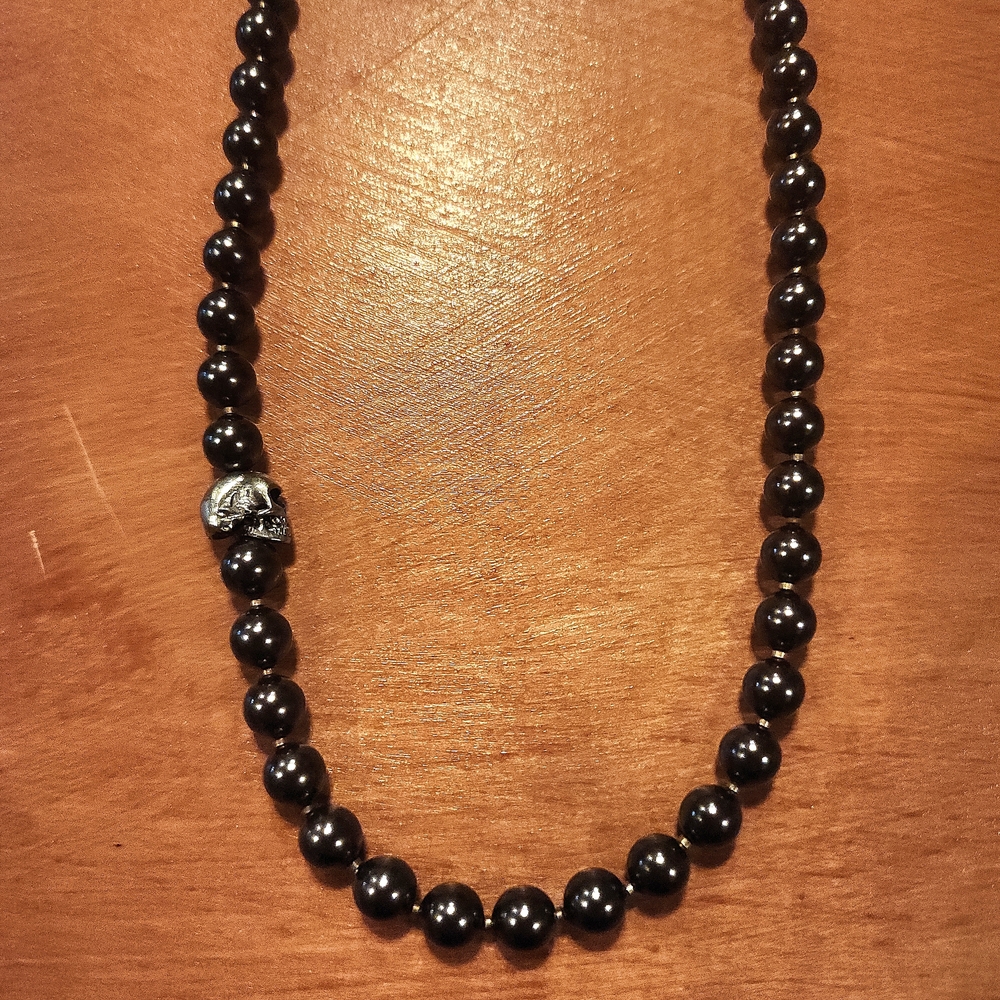 Gothic Hematite & Sull Bead Black Necklace